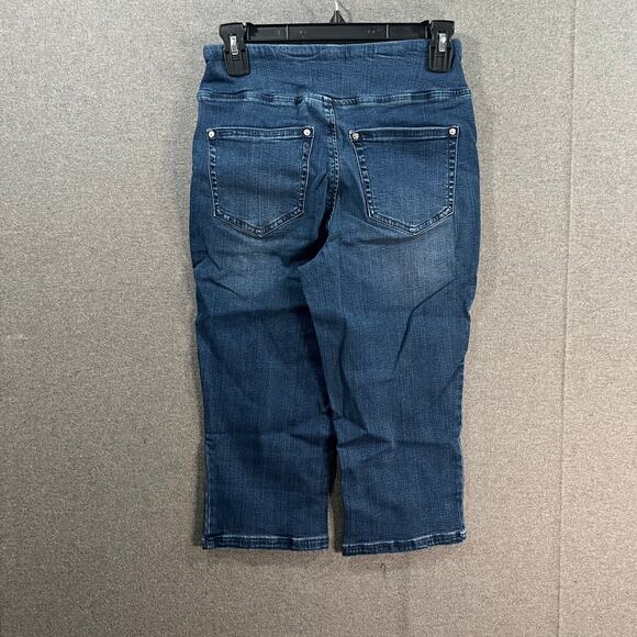 Belle by Kim Gravel Regular TripleLuxe Denim Pedal Pushers Rinse Wash, Reg 2 - Picture 2 of 9